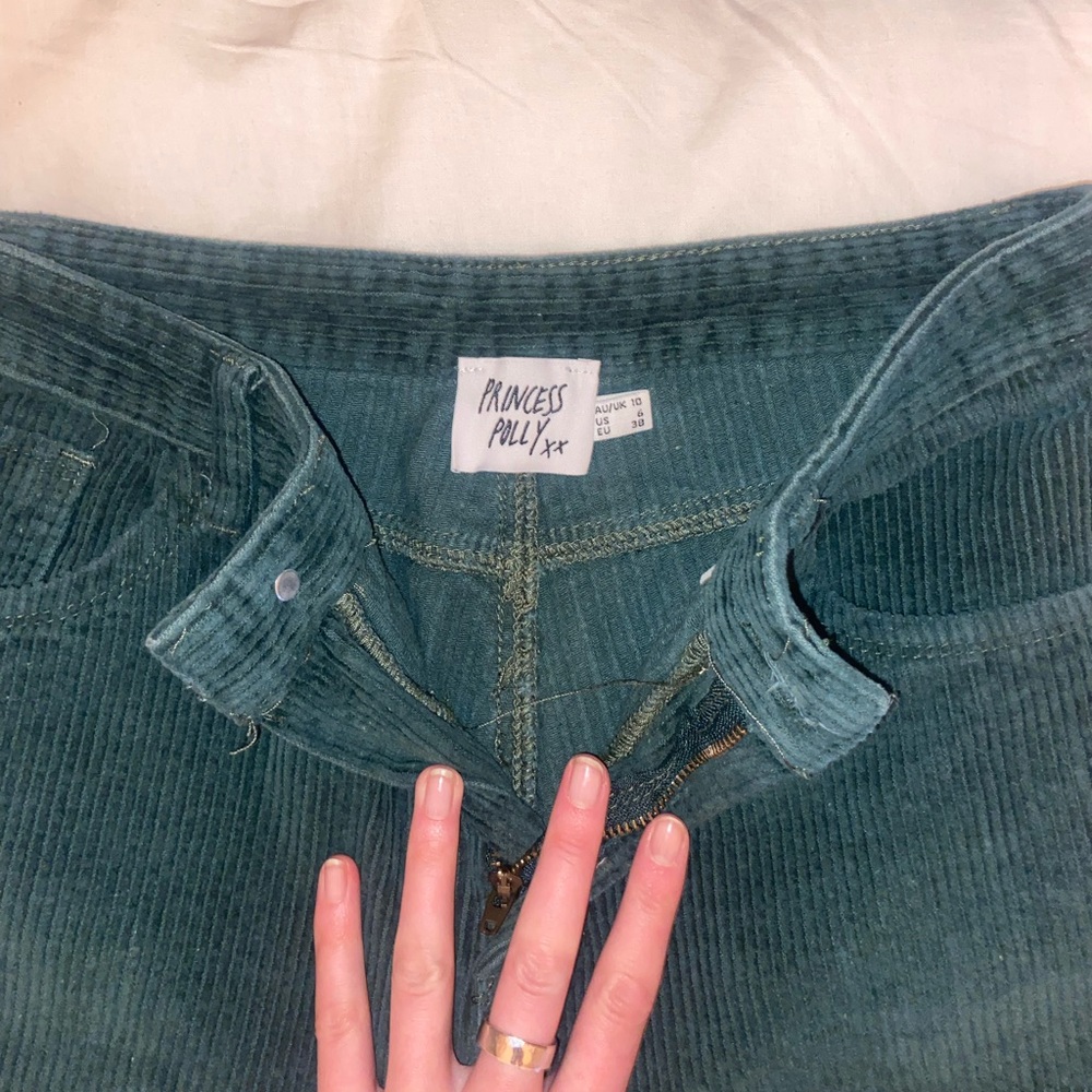 Princess Polly Green Corduroy Pants
